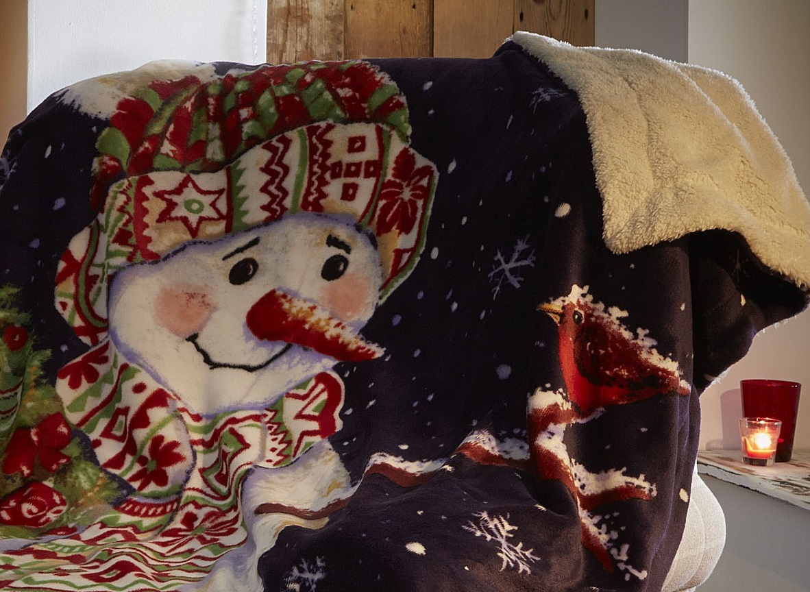 Luxury Christmas Sherpa Fleece Throwover Throw Sofa Bed Xmas Festive